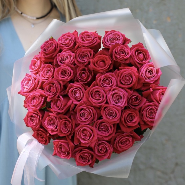 Raspberry roses - 39 роз