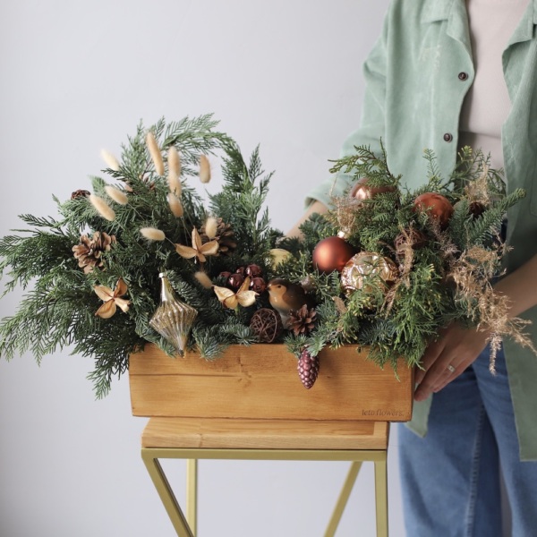 New Year wooden box 'Coffee with cinnamon' - Размер S