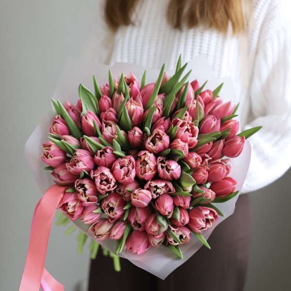 Bright-pink Tulips - 75 тюльпанов 