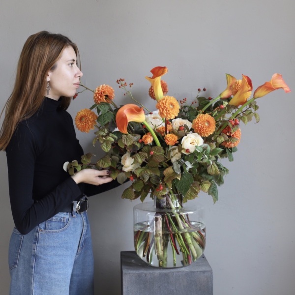 Fall bouquet in a vase - Размер M (ваза может отличаться)