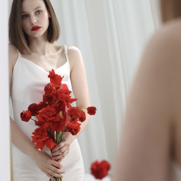 Red bridal bouquet - Размер M