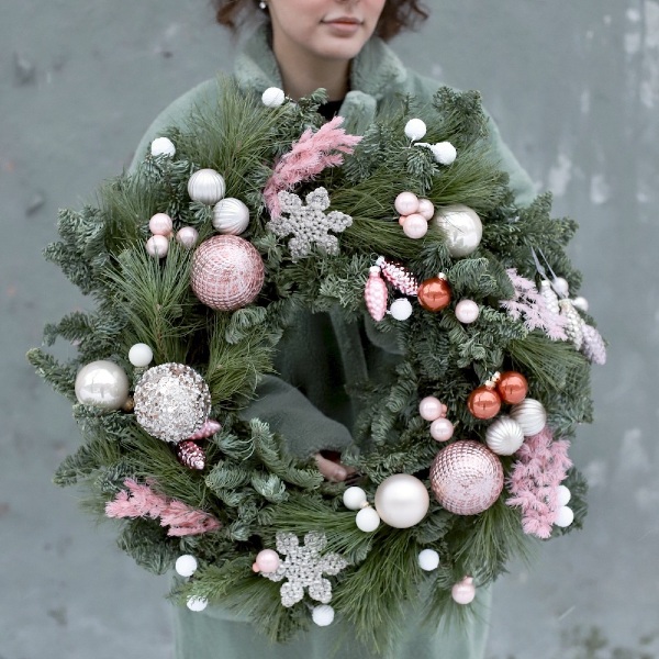 Christmas wreath 'Pink lollipop' - Размер 55-60 см