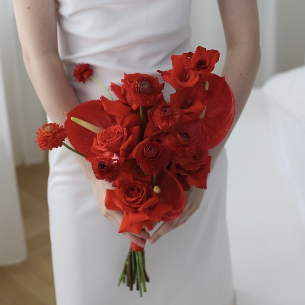 Red bridal bouquet - Размер M