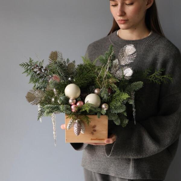 New Year wooden box 'Pink lollipop' - Размер М