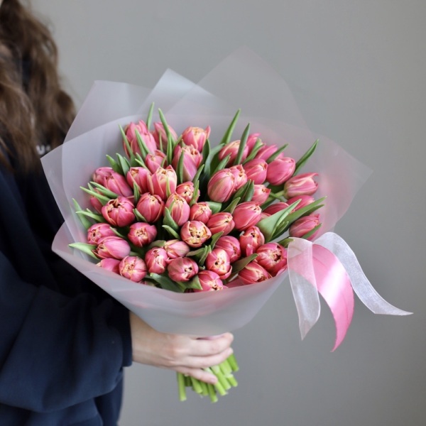 Bright-pink Tulips - 49 тюльпанов