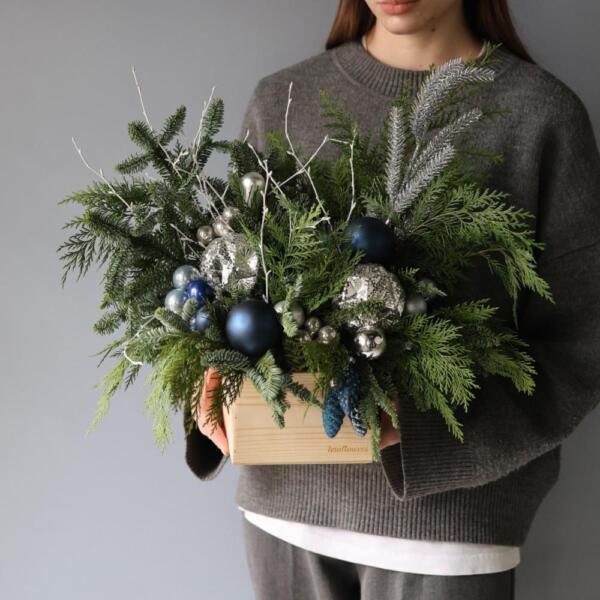 New Year wooden box 'Blue frost' - Размер S