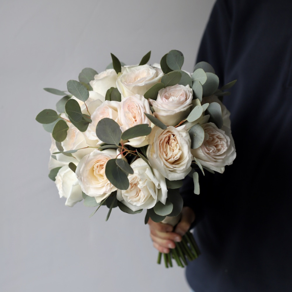 Bridal bouquet of garden David Austin roses O’Hara - Размер M