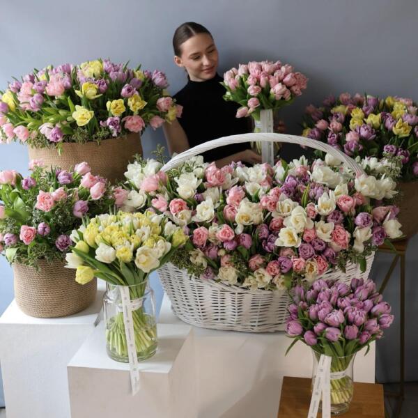 Tulip flower set "Love me French" - Размер L