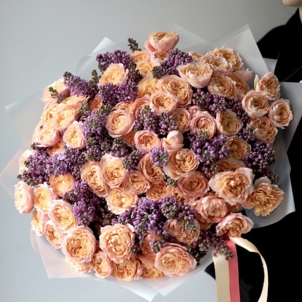 Spray Roses with Lilac, dark - Размер L