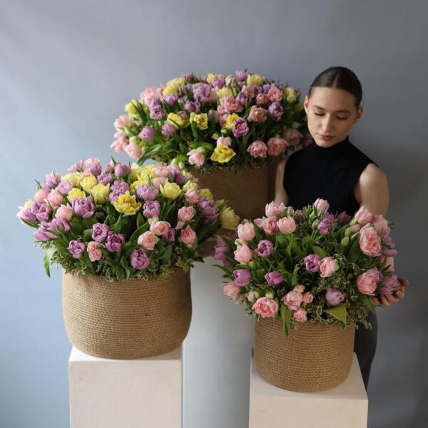 Tulips in a basket