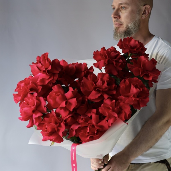Bouquet of roses Raspberry sherbet - 25 роз
