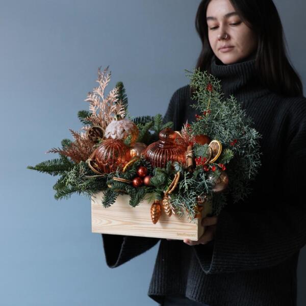 New Year wooden box 'Tangerine pie' -  Размер M