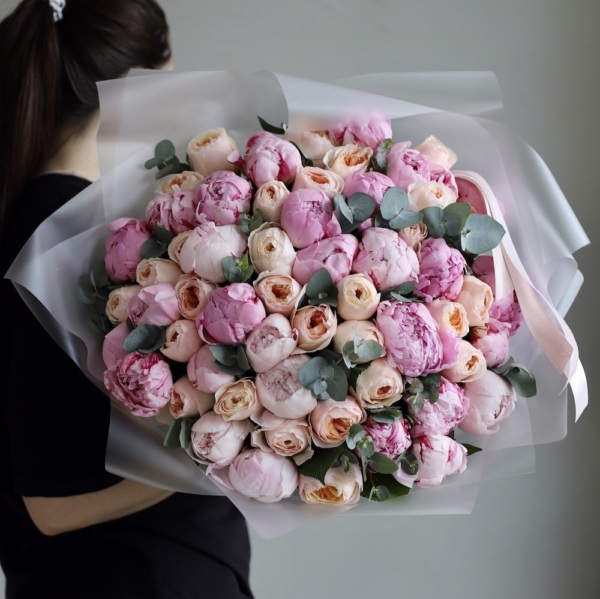 Peony with Garden Roses - Размер XL