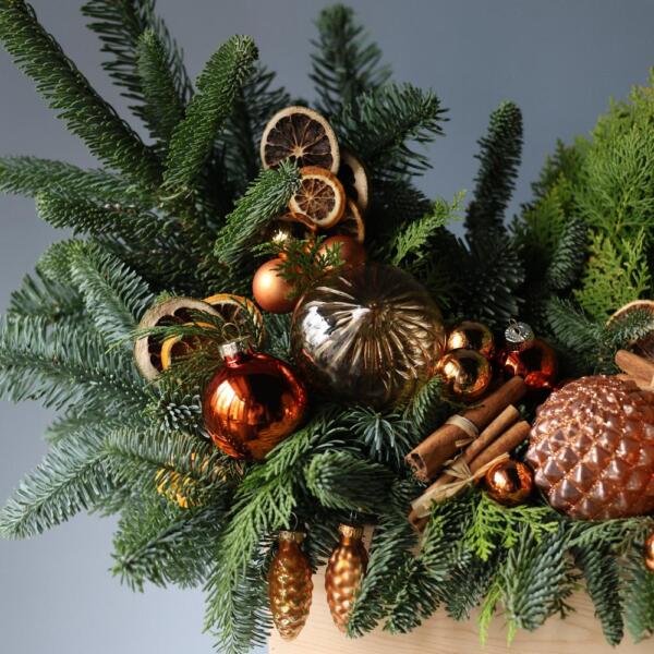 New Year wooden box 'Tangerine pie' - Размер L