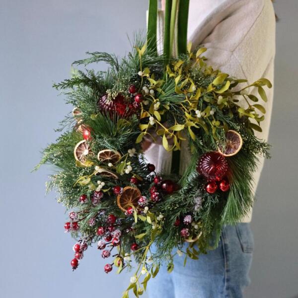 Christmas wreath 'Golden red' -  45-50