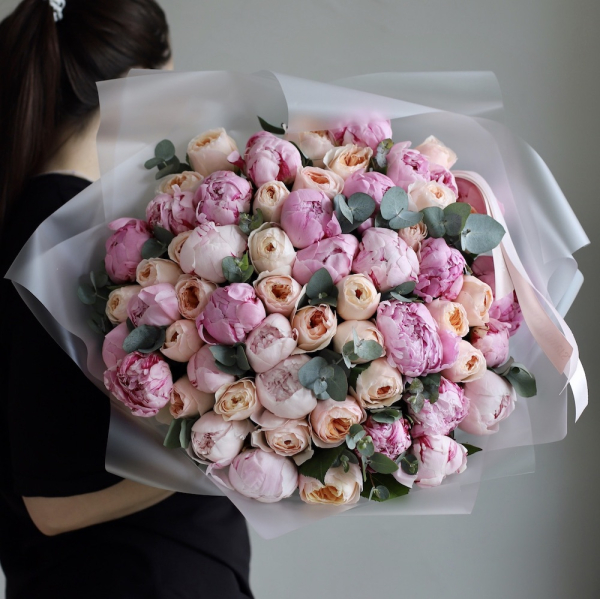 Peony with Garden Roses - Размер XL