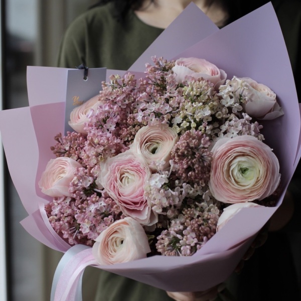 Ranunculus with Lilac, light - Размер S