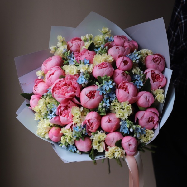 Peonies with Stock and Oxypetalum - Размер L