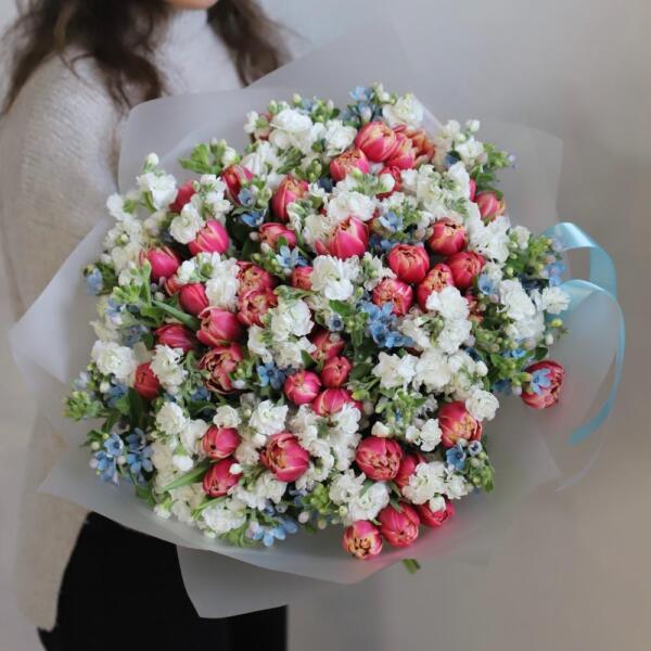 Tulips with Stock and Oxypetalum - Размер L