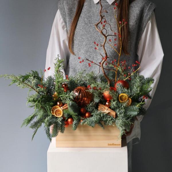 New Year wooden box 'Tangerine pie' - Размер M