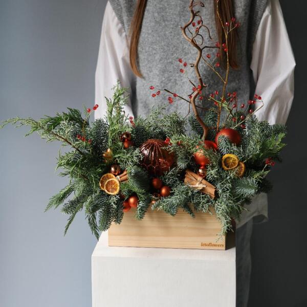 New Year wooden box 'Tangerine pie' - Размер M