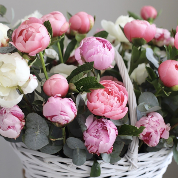 Basket of different Peonies 