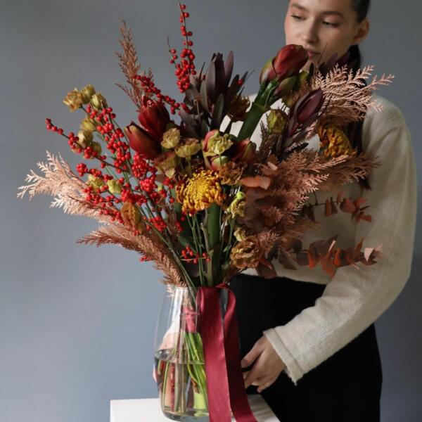 Fall bouquet in a vase - Размер L