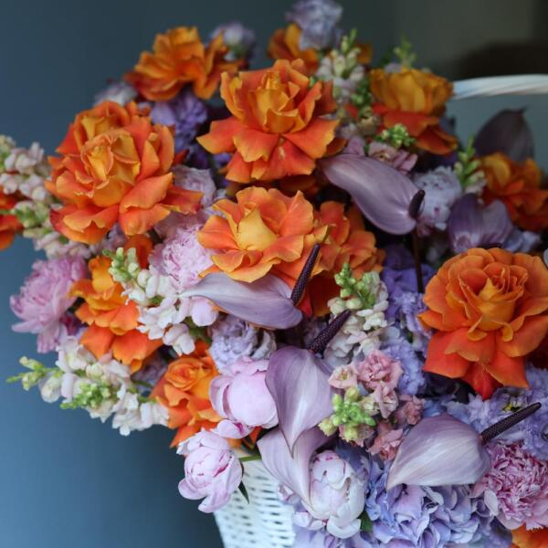 "Crimson Glow of Dawn" Designer Basket