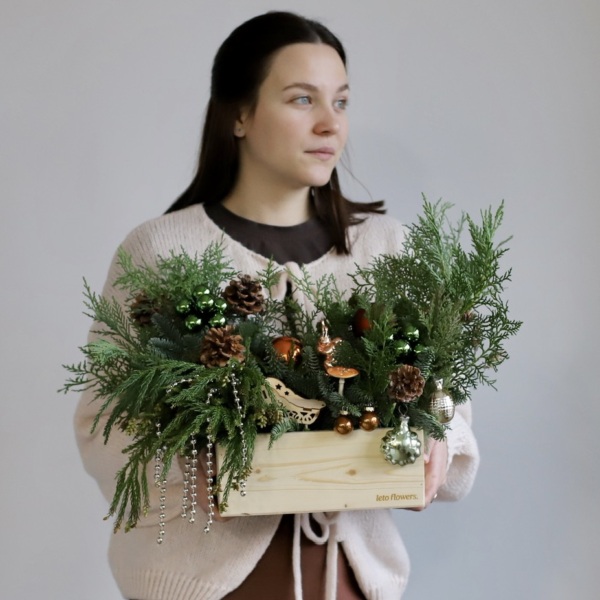 New Year wooden box 'Forest' -  Размер M 