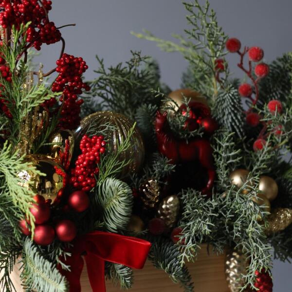 New Year wooden box 'Golden red' - Размер М