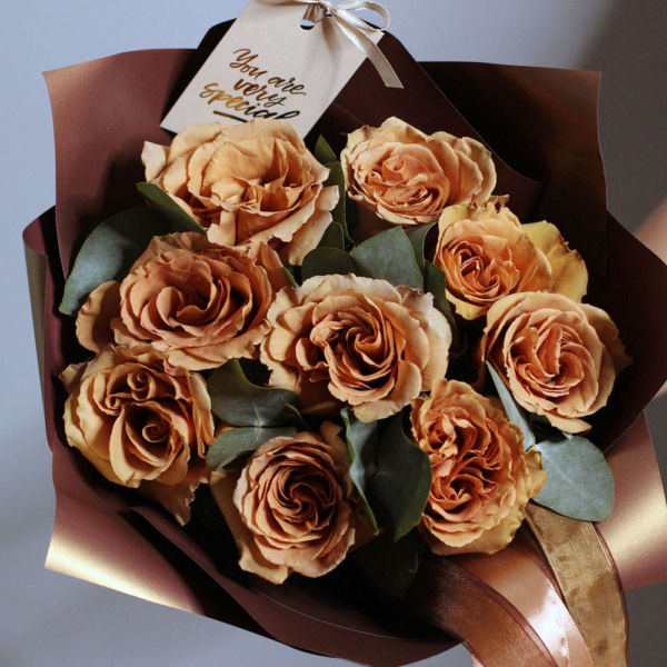 Toffee Garden Rose - 9 роз