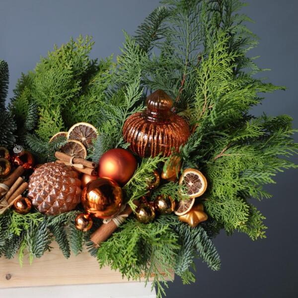 New Year wooden box 'Tangerine pie' - Размер L